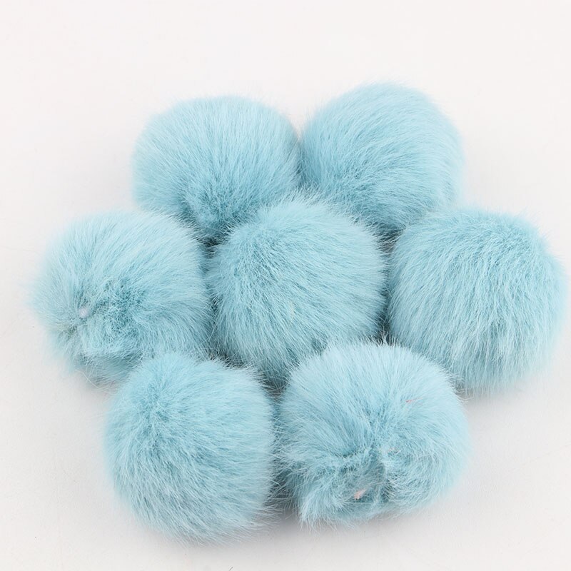 35mm/10 Uds. Bolas de piel de conejo pompón Artificial Multi color pompón DIY pompones manualidades para bolas de pelo Furball suministros de costura: blue