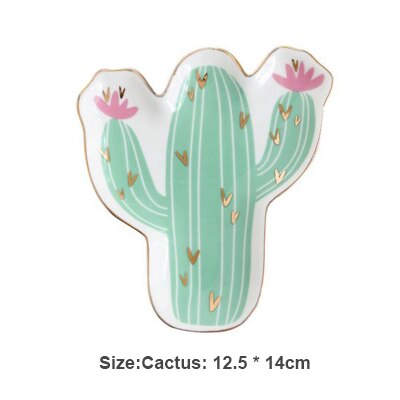 Europa Keramische Schotel Plaat Decoratieve Kleine Sieraden Lade Cactus Hand Vorm Opslag Plaat Ketting Snacks Dessert Gerechten Decor: S-Cactus