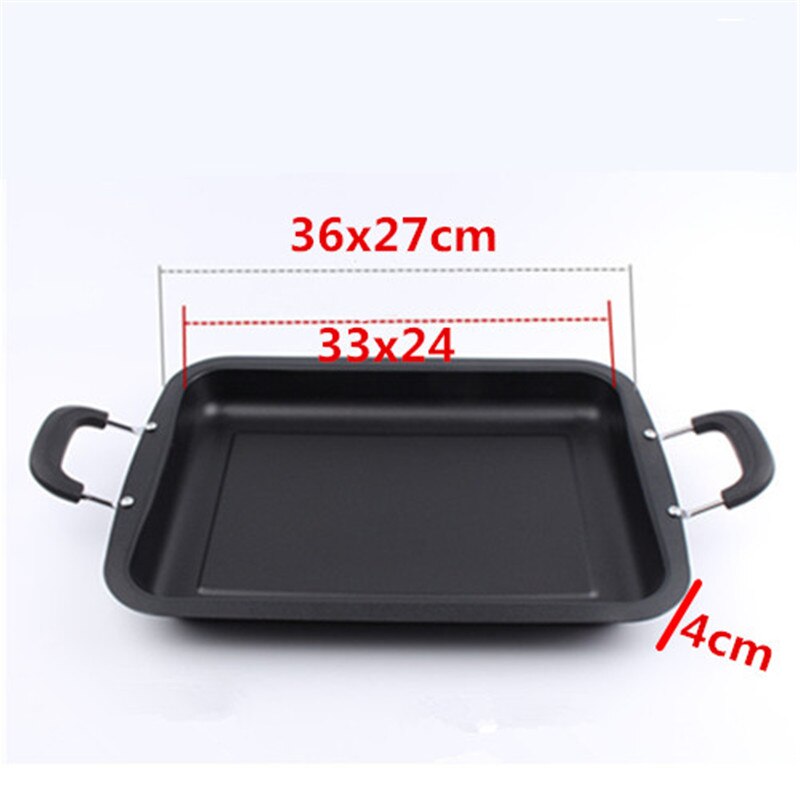 Fish Pan meat seafood Barbecue BBQ Rectangular Iron Plate Pan Commercially pan cooking pot hotpot grill tray cookware wok pan: 36x27xH4cm