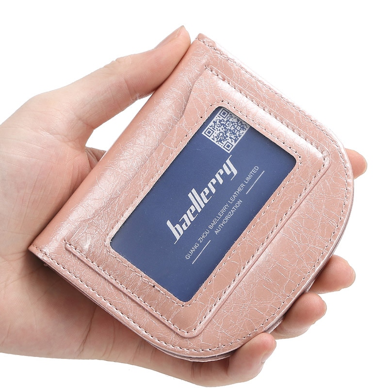 Baellery hasp leren damesportemonnee met korte rits, kleine portemonnee voor dames, slanke portemonnee, eenvoudige kaarthouder, mini-portemonnees voor dames