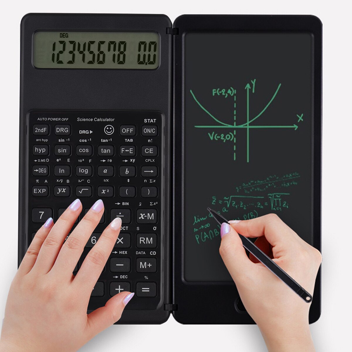 Calculadora Científica plegable con pantalla grande Digital de 10 dígitos, tableta de escritura borrable, almohadilla de dibujo Digital, cálculo de matemáticas
