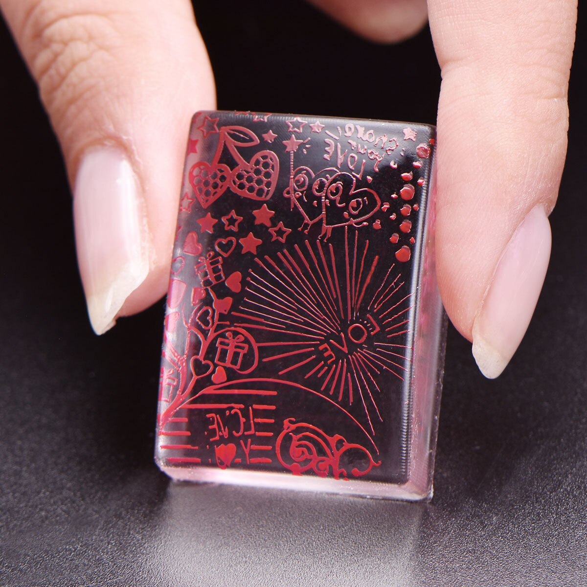 BeautyBigBang 1 Set Rectangle gelée Silicone ongles Stamper poignée claire manucure timbre modèle outils Stamper pour estampage Arts