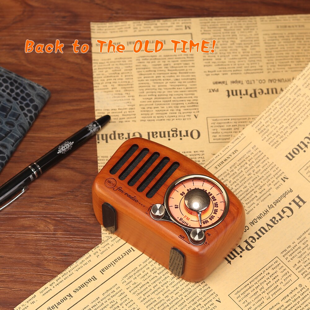 R919 FM Speakers Radio Wood Music Box Portable Crafts Subwoofer Solid For Home Outdoor Mini Wooden Indoor Old Time Player