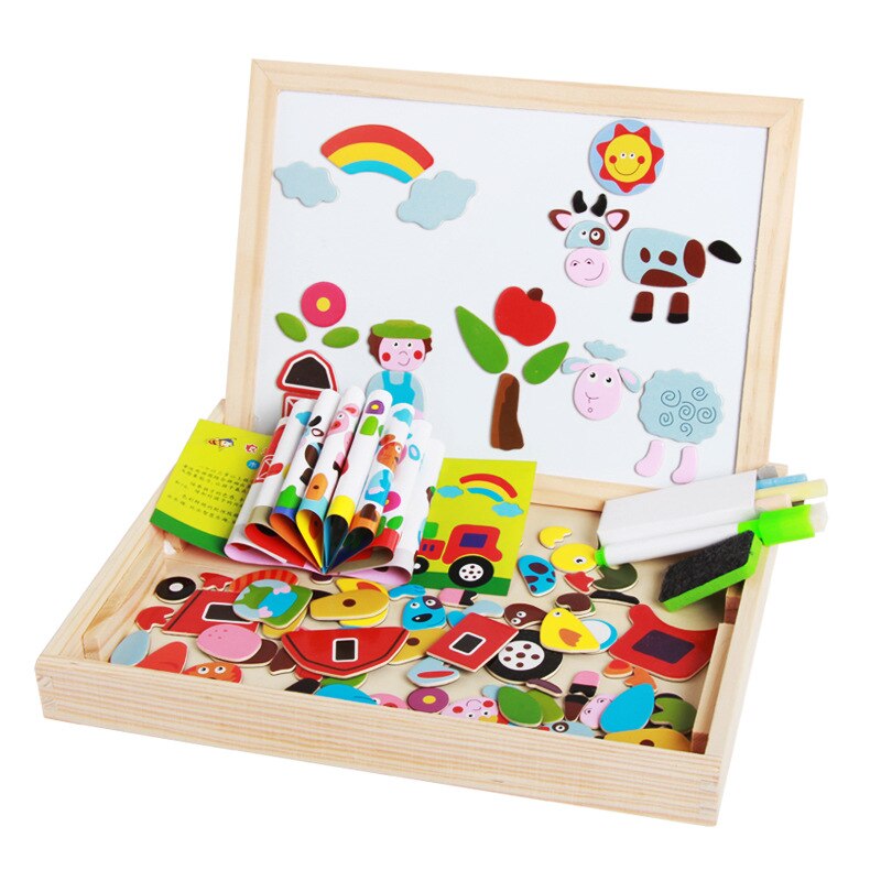 Houten Magnetische Puzzel Kinderen Puzzel Tekentafel Educatief Speelgoed: Farm