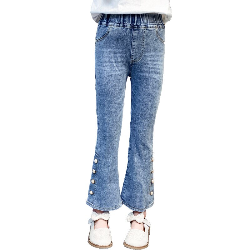 Girls' Jeans Korean Spring Autumn Summer Trousers Big Children Primary School Students High Stretch Flared Pants