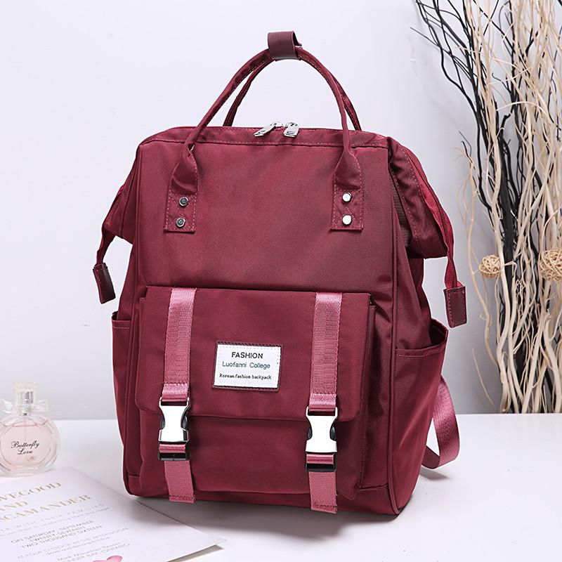 Mochila de náilon feminina, mochila escolar para mulheres, adolescentes, bolsa de viagem para cuidados com o bebê: Red