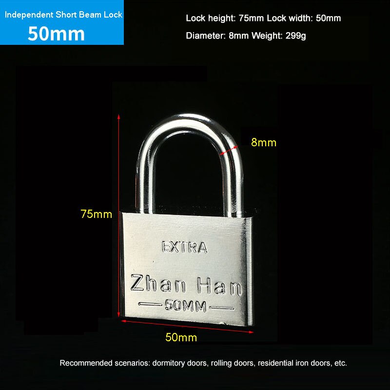 40/50mm Steel Padlock Head Lock Small Locks Door Waterproof Rustproof Not Rust Lock Core Not Opening Each Other Include 4 keys: Short 50mm