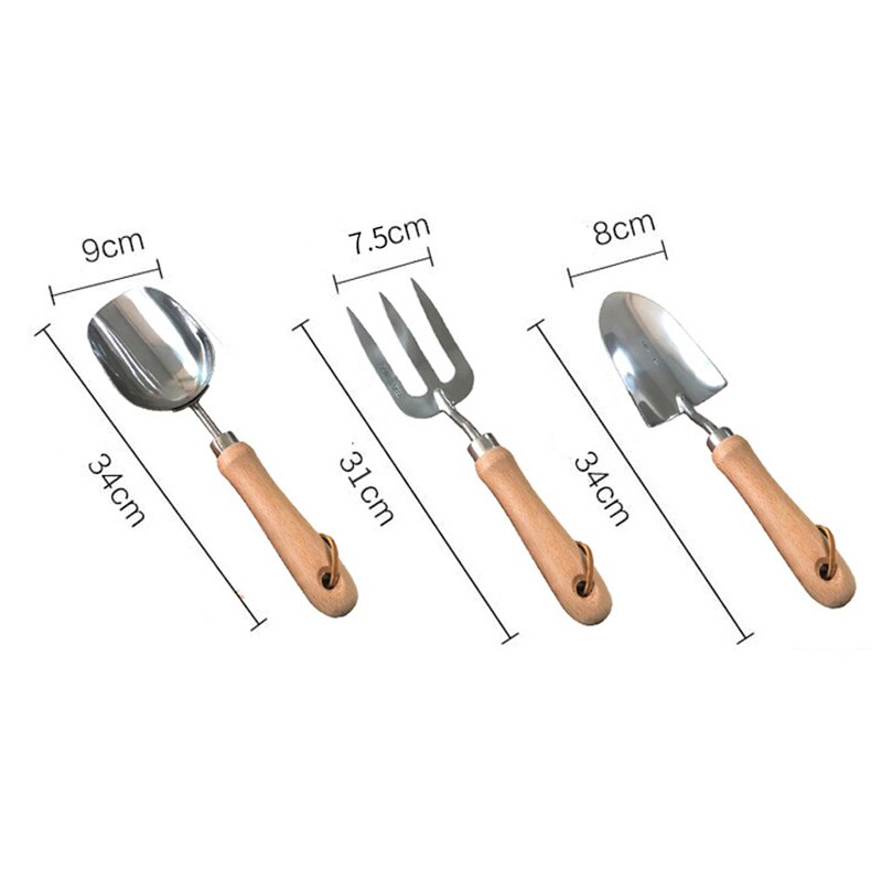 HEVE-conjunto de herramientas de jardinería con mango de madera de acero inoxidable, herramientas para plantas, pala: Suit 1