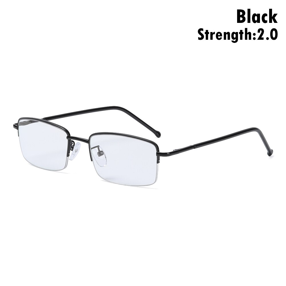 Titanium Frame Metal Progressive Multifocal Reading Glasses Bifocal Anti Blue Light Presbyopia Glasses Women Men: black Strength 2.00
