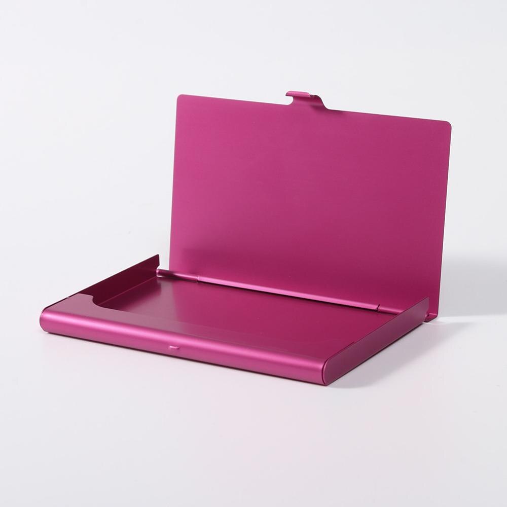 Credit Card Holder Holder Metal Box Cover ID Credit Business Multi Card Case Stainless Steel Boxes кошелек ##: Hot Pink