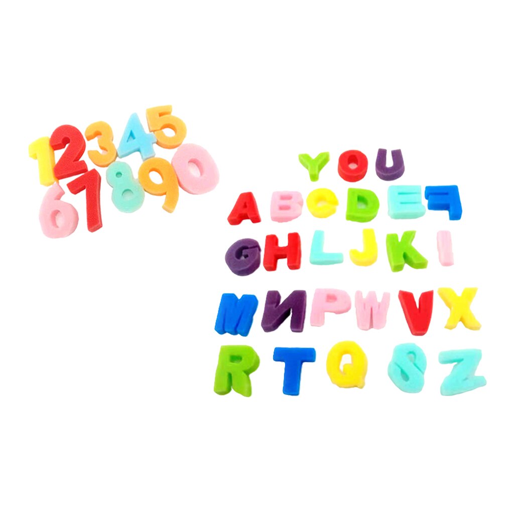 36Pcs Sponge Stamps Alphabets Numbers Letter Kids Ink Pad Finger Painting Craft