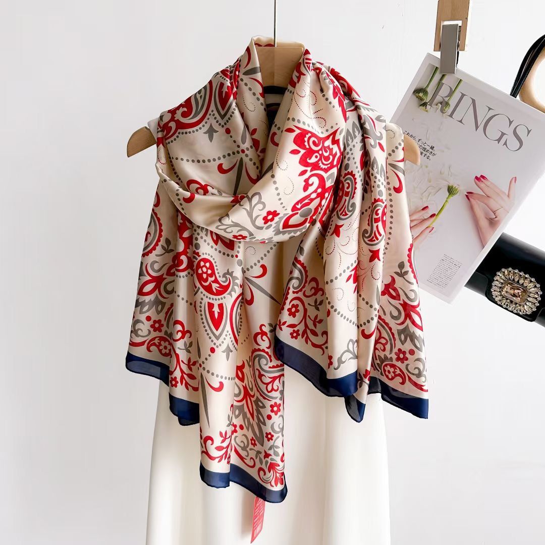 Bufanda de primavera para mujer, de lujo, Material de poliéster, bufanda suave, chal suave para playa: Beige