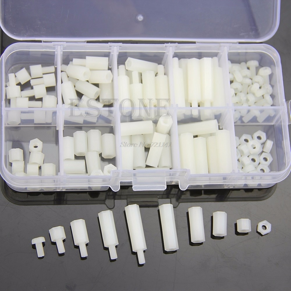 M3 Nylon Hex bola Kit surtido de tuercas de tornillo de soporte de accesorios de plástico conjunto