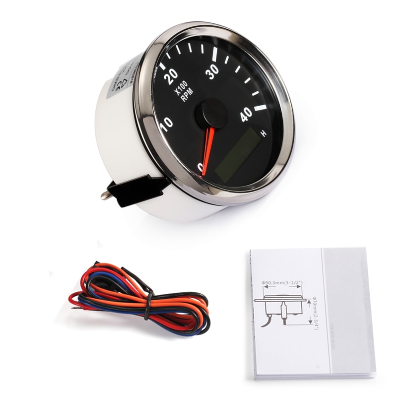 Tachometer for boat motor 85mm Round 0-4000RPM Hour meter Waterproof Generator RPM REV Counter With 12 V 24 V With Back light