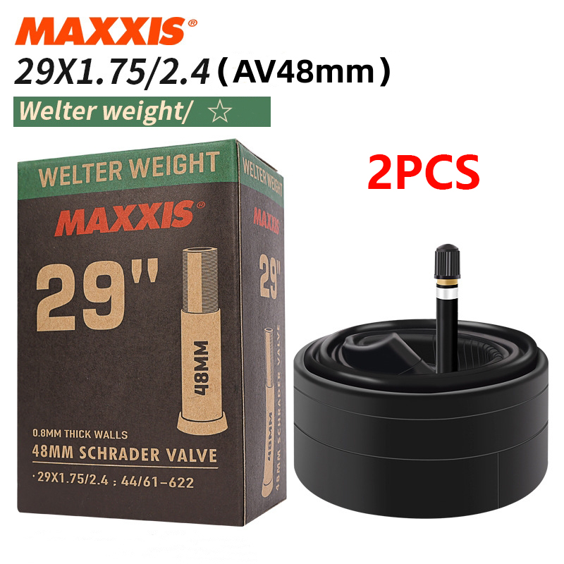 2PCS MAXXIS WELTER WEIGHT Bicycle Inner Tube 26/27.5/29 Inner Tube Of Mountain Bike Road Bike AV(SV) FV(PV) Origina Inner Tube: Dark Grey
