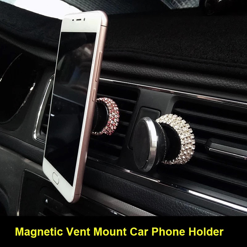 Diamant Kristal Auto Telefoon Houder Magnetische Air Vent Mount Mobiele Telefoon Stand Magneet Ondersteuning Mobiele in Auto GPS Voor iPhone samsung