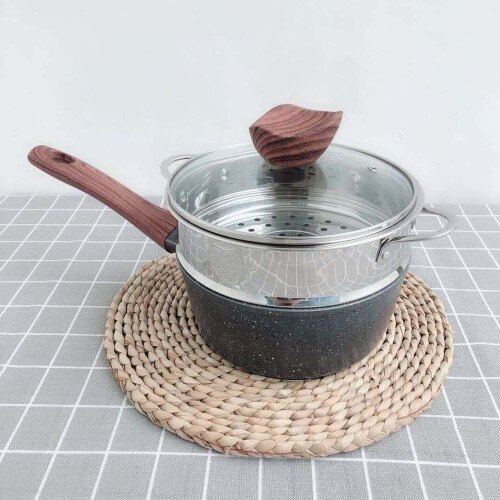 Japansk stil hjælpekogepande lille damper hvede ris rustfrit stål dampskuffe suppekande induktion komfur gas: Sort 16cm