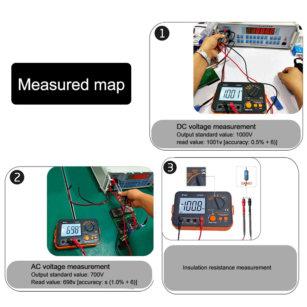 High Accuracy DCV ACV Meter Digital Display Insulation Resistance Tester Plastic Measuring Tool With Test Lead