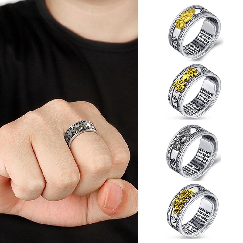 Feng Shui Bixie Charms Ring Amulet Bescherming Rijkdom Lucky Open Verstelbare Ring Boeddhistische Sieraden Voor Vrouwen Mannen