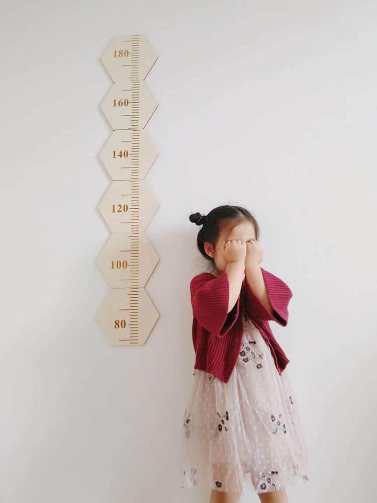 Nordic Style Wood Height Growth Chart for Kids, 60-180CM Height Measure Ruler Wall Sticker Nursery Wall Decor