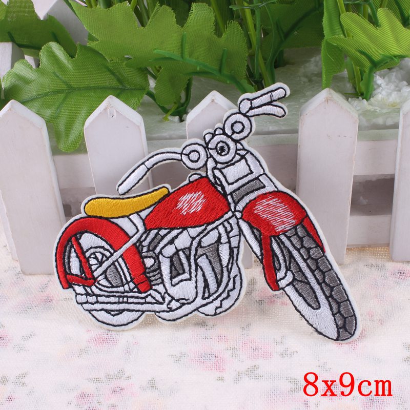 Naszywki motocyklowe kolorowe haftowane naszywki do prasowania na ubrania punkowe, męskie, do szycia kurtki motocyklowej diy: Nudny