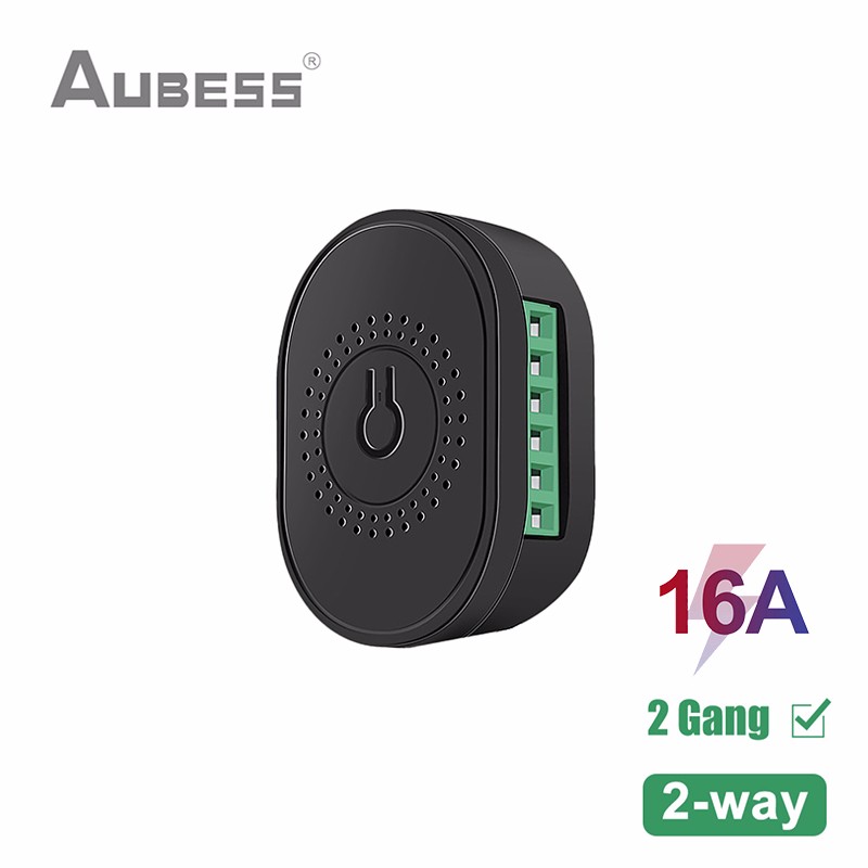 Tuya mini wifi smart switch 16a 2 gang diy switch support tovejs switch fungerer med smart life stemmestyring alexa google home: Sort / 1 stk