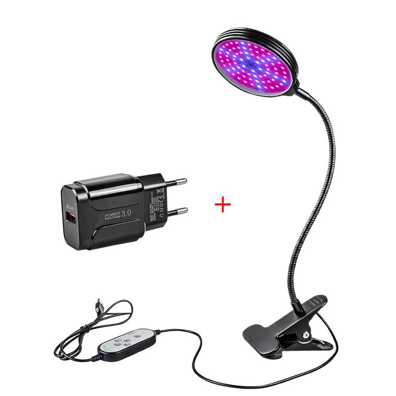 USB LED Plant Grow Light Full Spectrum 1/2/3 Heads Dimmable Timing Phyto Lamp For Plant Greenhouse Indoor Grow Box Tent Fitolamp: One head Set