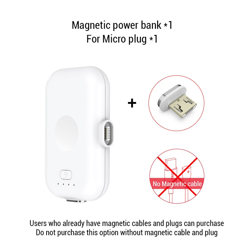 PZOZ Magnetic Power Bank For iPhone Micro USB Type C 1200mAh Mini Magnet Charger Power Bank For iPhone iPad Xiaomi Huawei Phone: For Micro NO Cable