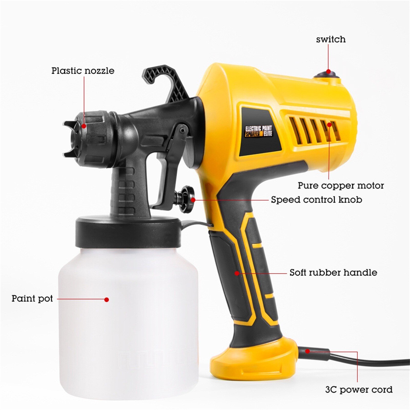 4 #220v Handheld sprühen Pistole Farbe Sprüher 500w hoch Energie Heimat Elektrische Airbrush Spritzen Auto Holz Möbel Zauberstab Holzbearbeitung