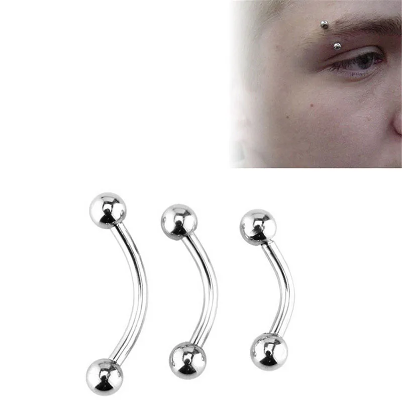 Anillo de cejas de titanio ASTM F136, barra curva PIERC labret con bolas, hélice para la oreja, cartílago del trago, pendientes, Piercing básico