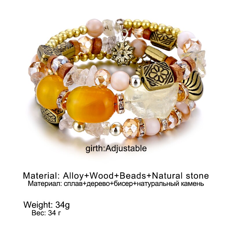 Ifmia Boho Multilayer Resin Stone Armband & Bangles Vrouw Vintage Lange Manchet Armbanden Voor Vrouwen Pulseras Etnische Sieraden
