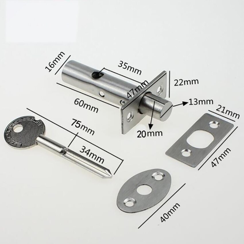 Stainless Steel Privacy Door Locks 16x60cm Keyed Cylinder Mortise Lock Home Privacy Lockset for Interior Doors, Fire-proof Door