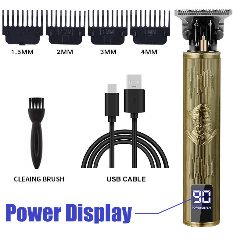 Vintage T9 électrique Portable Machine de coupe de cheveux USB charge sans fil T9 tondeuse à cheveux hommes sans fil électrique tondeuse à cheveux: YELLOW