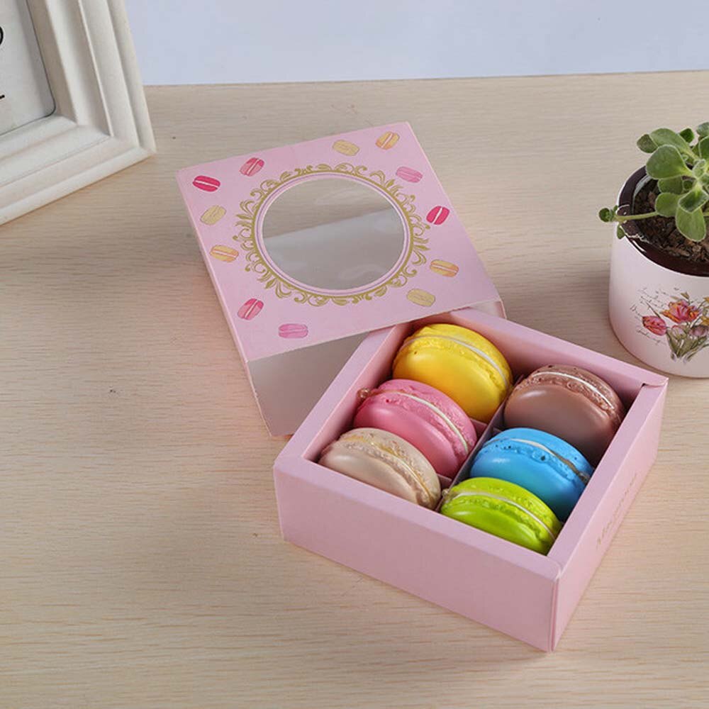 Macaron emballage kasse smukt pakket bryllupsfest diy kage opbevaring kiks papir boks kage dekoration bagning tilbehør: H