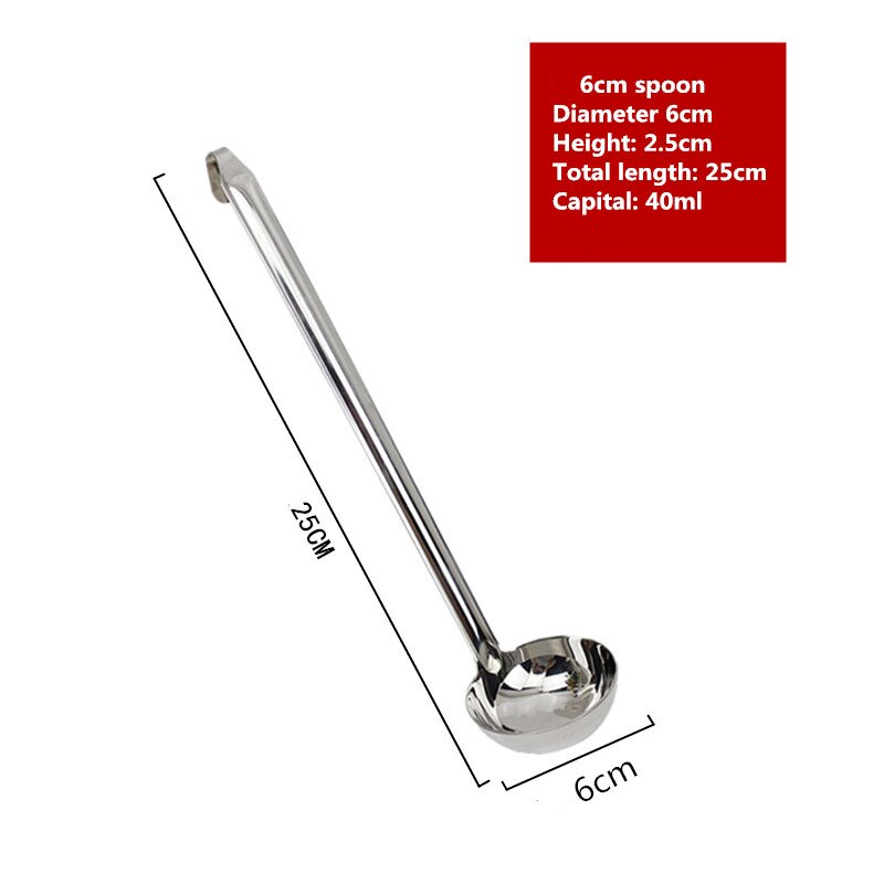 Louche à Long manche en acier inoxydable, cuillère de service, grande cuillère à soupe ronde Buffet, ustensiles de cuisine créatifs, vaisselle: 6cm spoon