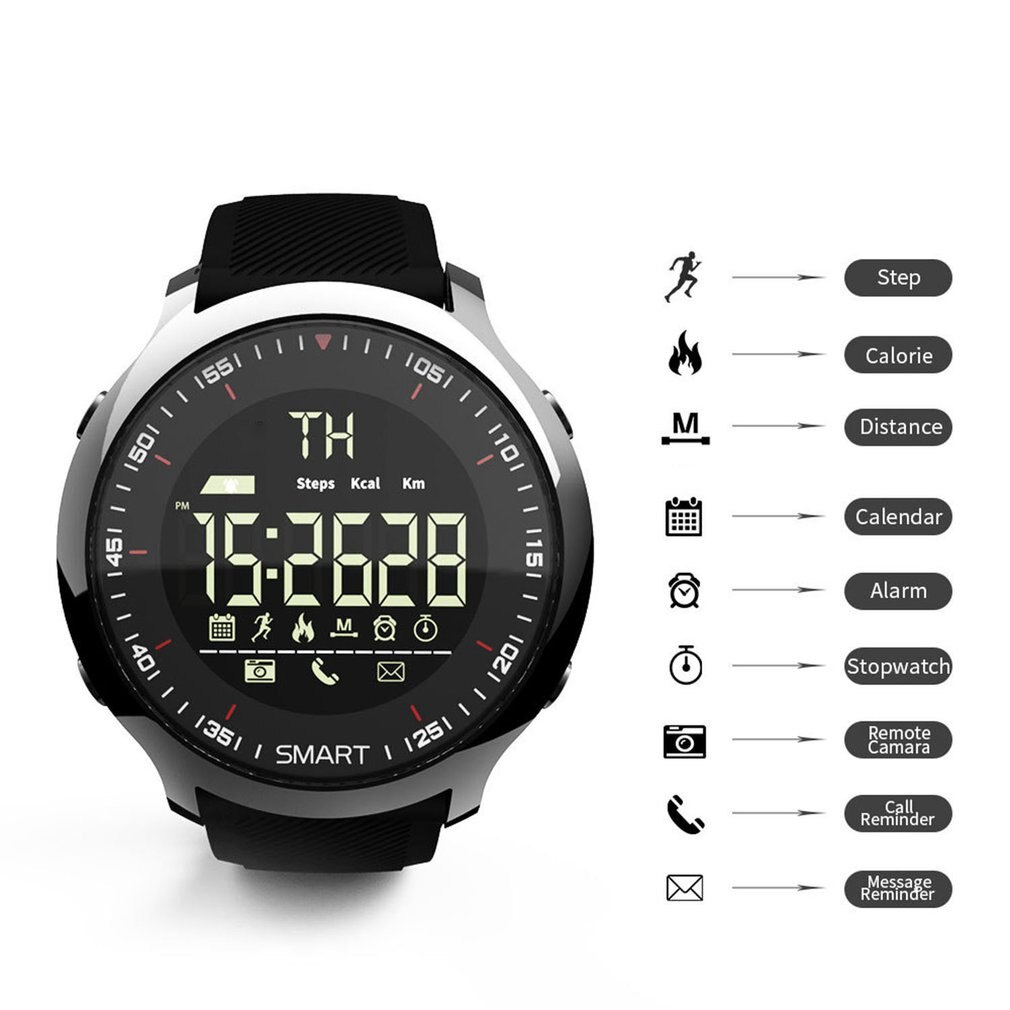 Ex18 relógio inteligente à prova dwaterproof água luminosa pedômetro mensagem de telefone ao ar livre masculino smartwatches