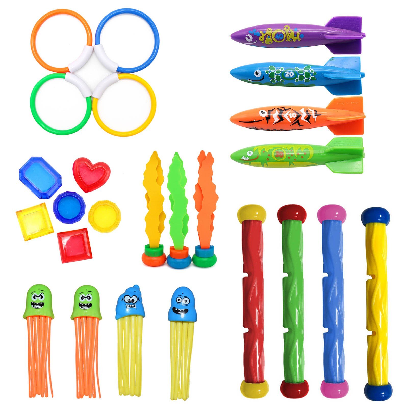 Set di giocattoli per piscina subacquea per immersioni subacquee gioco subacqueo anello per pesci piscina giochi d&#39;acqua Set regalo per allenamento giocattoli per bambini: L