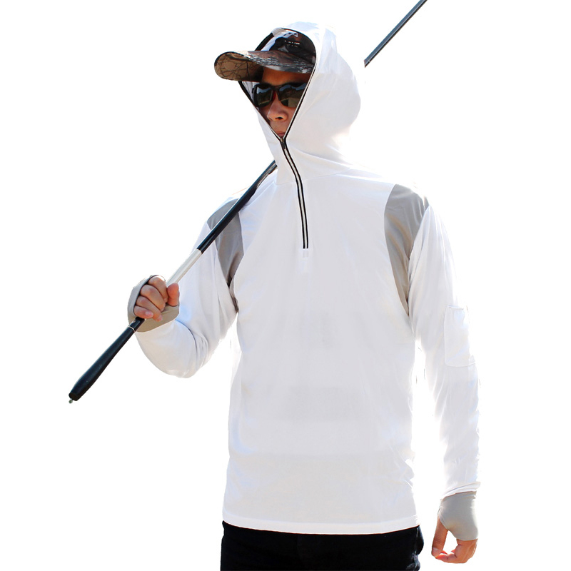 Vêtements de pêche respirants et légers pêche en plein air vêtements de protection solaire costumes pour hommes en été séchage rapide sun-pr: L 165-170cm 60-80kg / WHITE