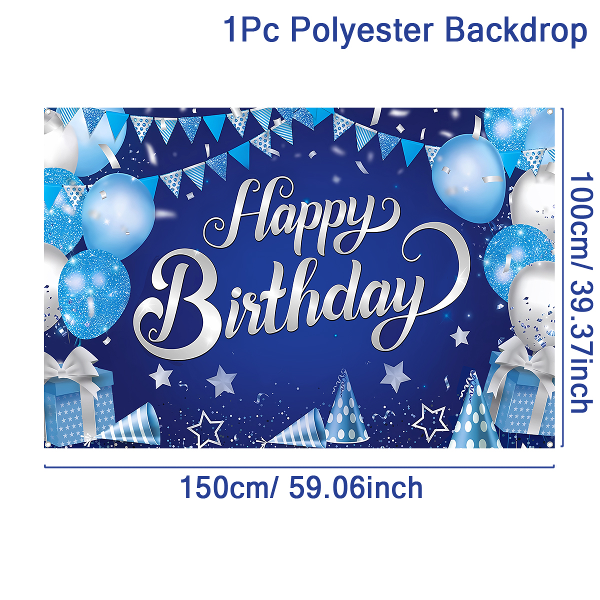 Blue Gold Happy Birthday Backdrop Banner Balloon Star Poster Booth Backdrop Birthday photozone Background Wall Party Decor: Brown