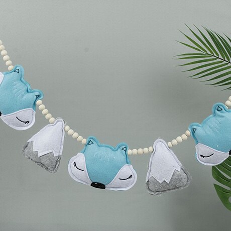 1Pc Baby Speelgoed Nordic Cartoon Vos Baby Rammelaars Kinderen Kamer Opknoping Decor Fotografie Prop Zachte Rammelaar Mobiele Wandelwagen Accessoire: Blue fox 1