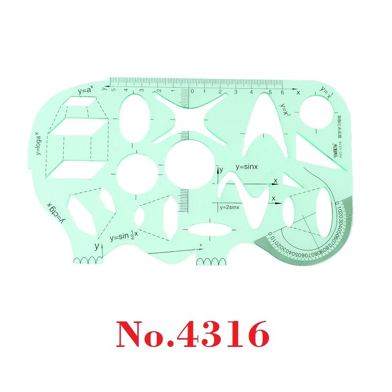 Règle de gabarit géométrique en plastique ensemble cercle, ovale, Arc, Triangle, hexagones modèles règle no 4306/4307/4315/4316/4317: No 4316