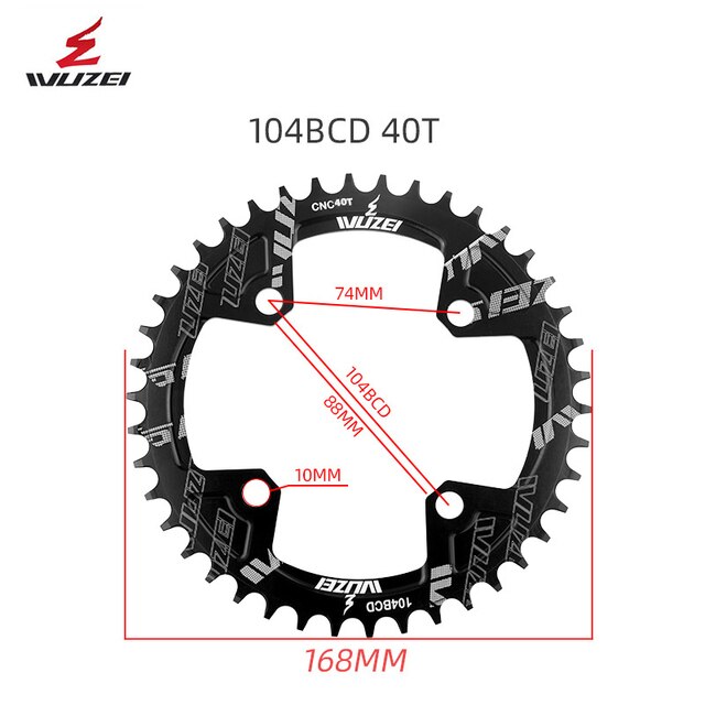 WUZEI Fahrrad Kettenblatt 30T 32T 34T 36T 38T 40T 42T 44T 46T 48T 50T 52T Kette Rad 104BCD Rabatt MTB Single Geschwindigkeit: 40T