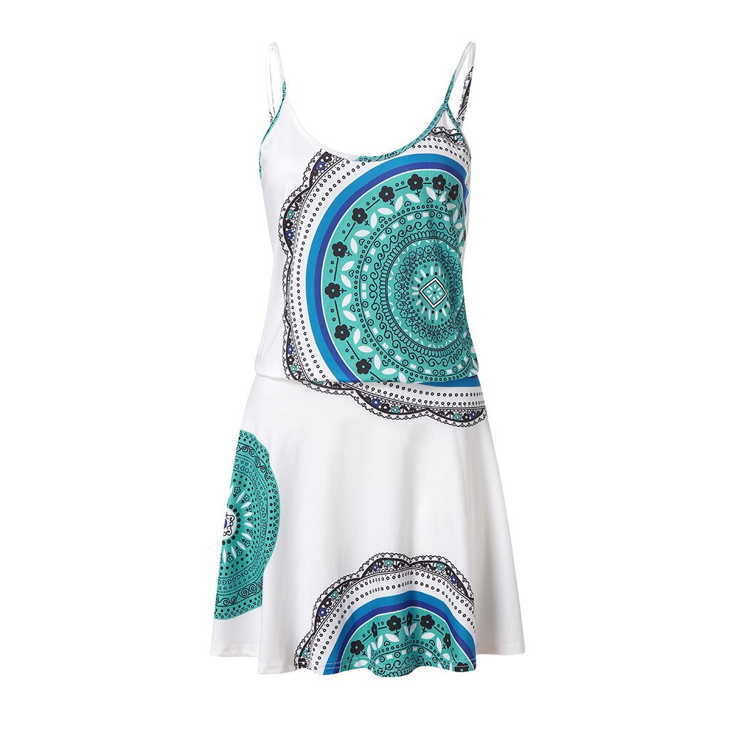 Vrouwen Casual Bohemen Gedrukt Maxi Party Jurken Vestito Spiaggia Gewaad Plage Cover Up Strand Jurk Tennis Jurk: S