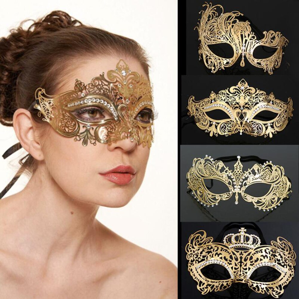 Venetiaanse Metal Mask Masquerade Nachtclub Party Hollow Gouden Masker Sexy Kant Oogmasker Vrouwen Fancy Dress Kostuum