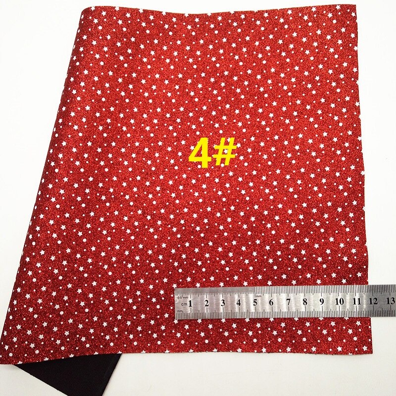 Rood glitterleer, sterrenstrepen bedrukt glitterleer, imitatielakstof voor strik  a4 21 x 29cm twinkling ming  km168