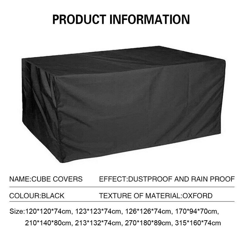 Cubierta impermeable para muebles de jardín, funda de mimbre para mesa, cubo, sofá, exterior, color negro, 9 tamaños