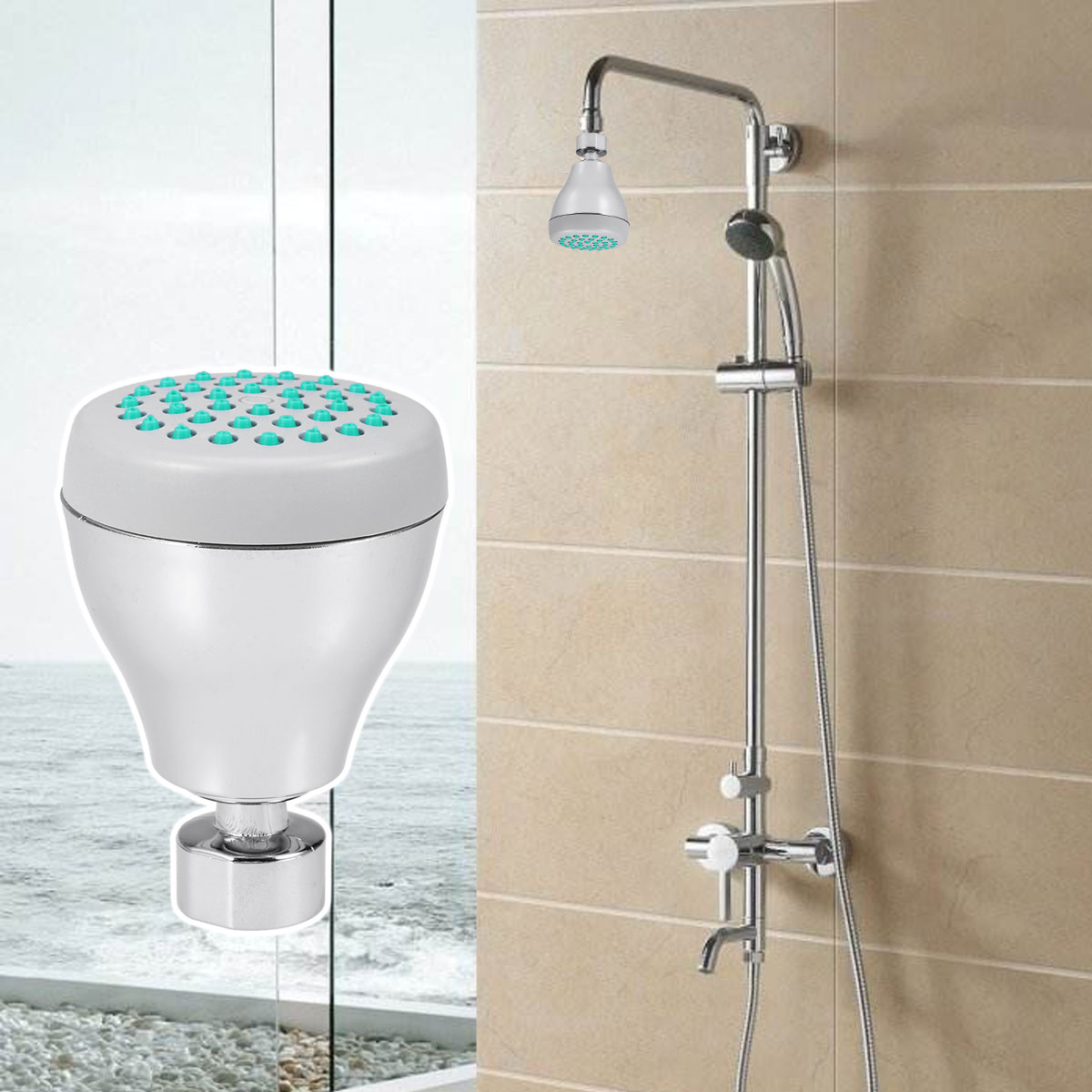 3 tommers dusjmunnstykke sprinklervannbesparende dusjhode på badet