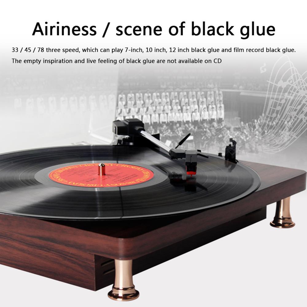 US/EU Plug Wooden Box Retro 3-Speed Bluetooth Record Player Stereo Turntable w/ Built-in Speaker Lossless music Player