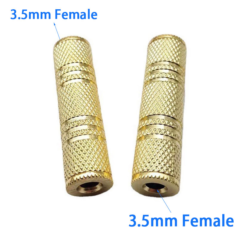 2 st. 3.5mm to 3.5mm honkontakter stereokontakt adapter ljudkabelförlängning för  mp3 dvd-hörlurar bil-aux: Guld-