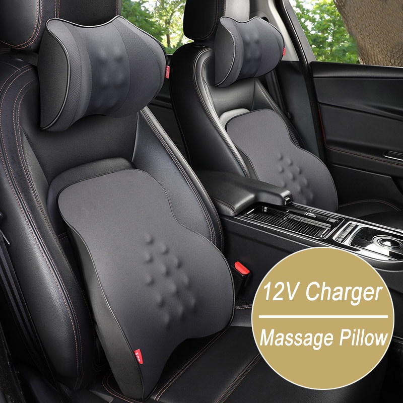Auto Massage Kussen Rugleuning Ondersteunen Lumbale Kussen Verlichten Vermoeidheid Hals Usb Opladen Hoofdsteun Voor Office Home Auto Accessoires